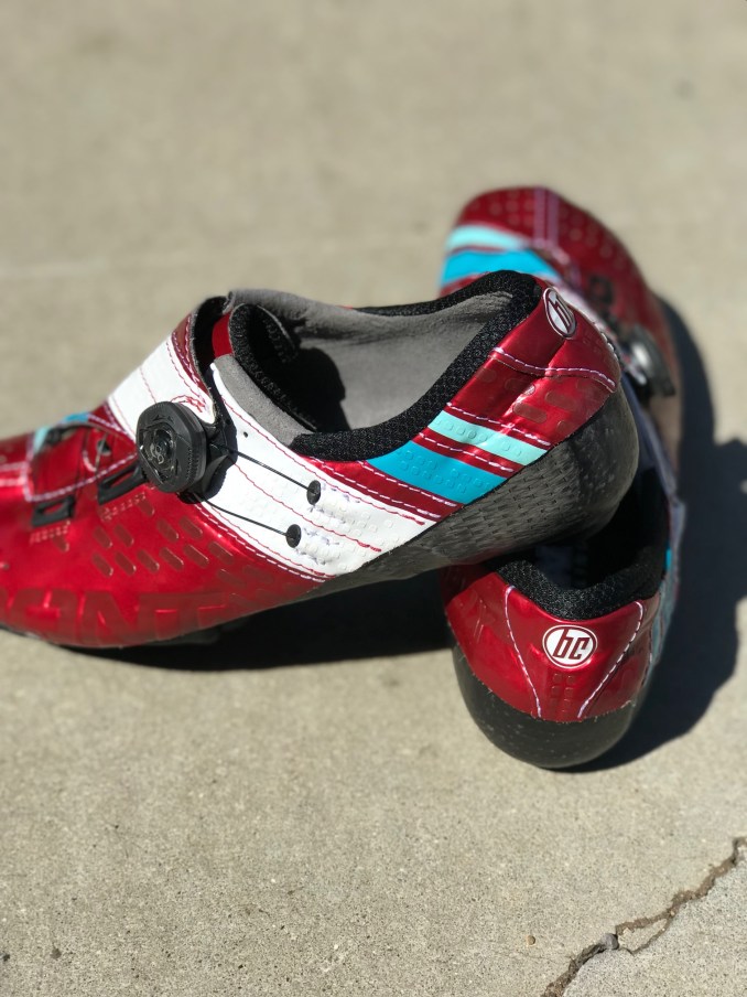 bont helix cycling shoes in red and white review