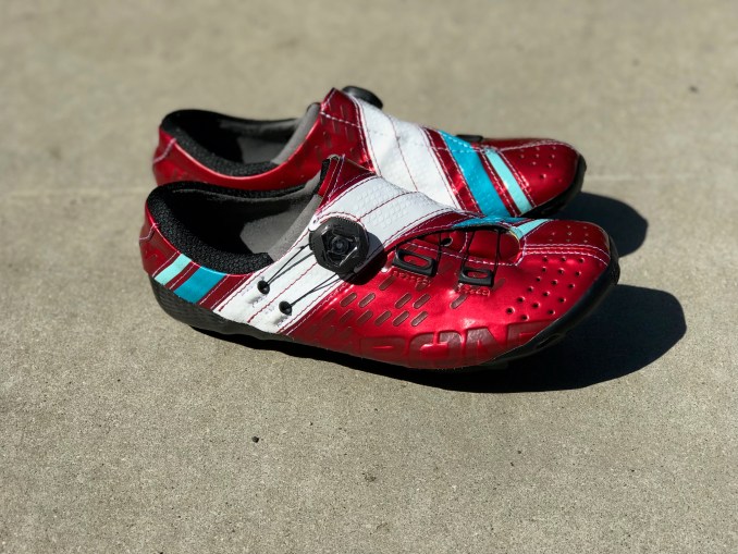 bont helix cycling shoes in red and white review